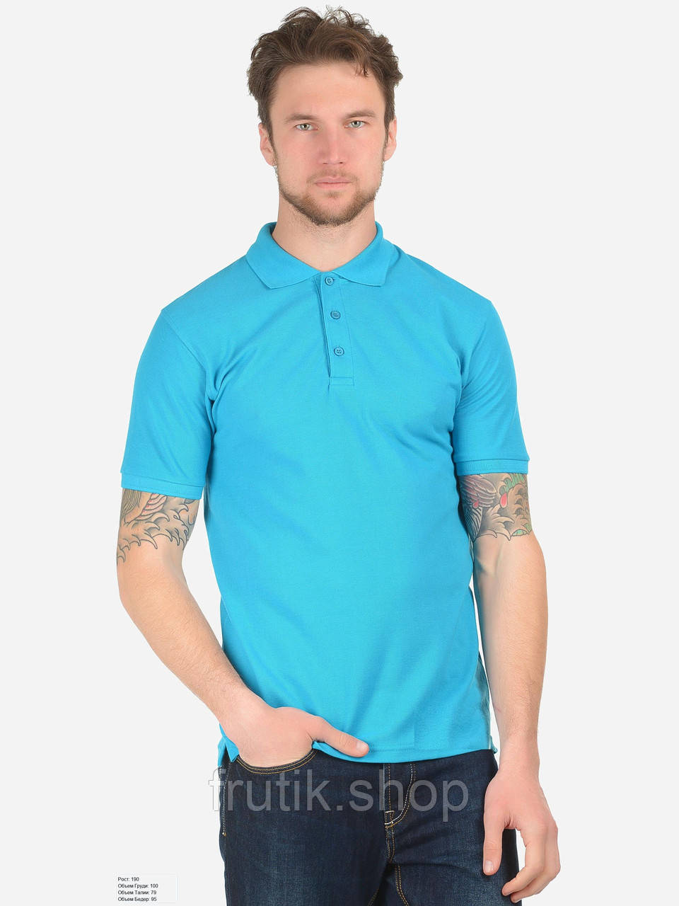 Чоловіча поло 100% бавовна футболка з комірцем Fruit of the Loom Premium polo Ультрамарин, S