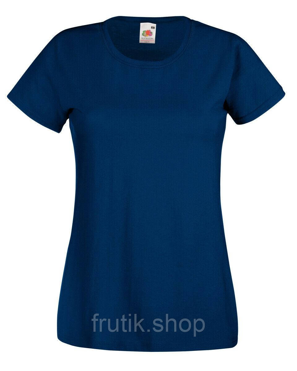 Жіноча футболка Fruit of the loom Valueweght Ladies 100% бавовна приталені однотонна Темно-синій, S