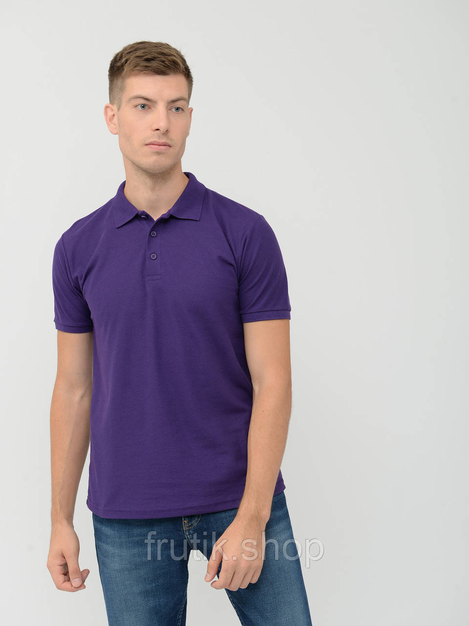 Чоловіча поло 100% бавовна футболка з комірцем Fruit of the Loom Premium polo Фиолетовый, S