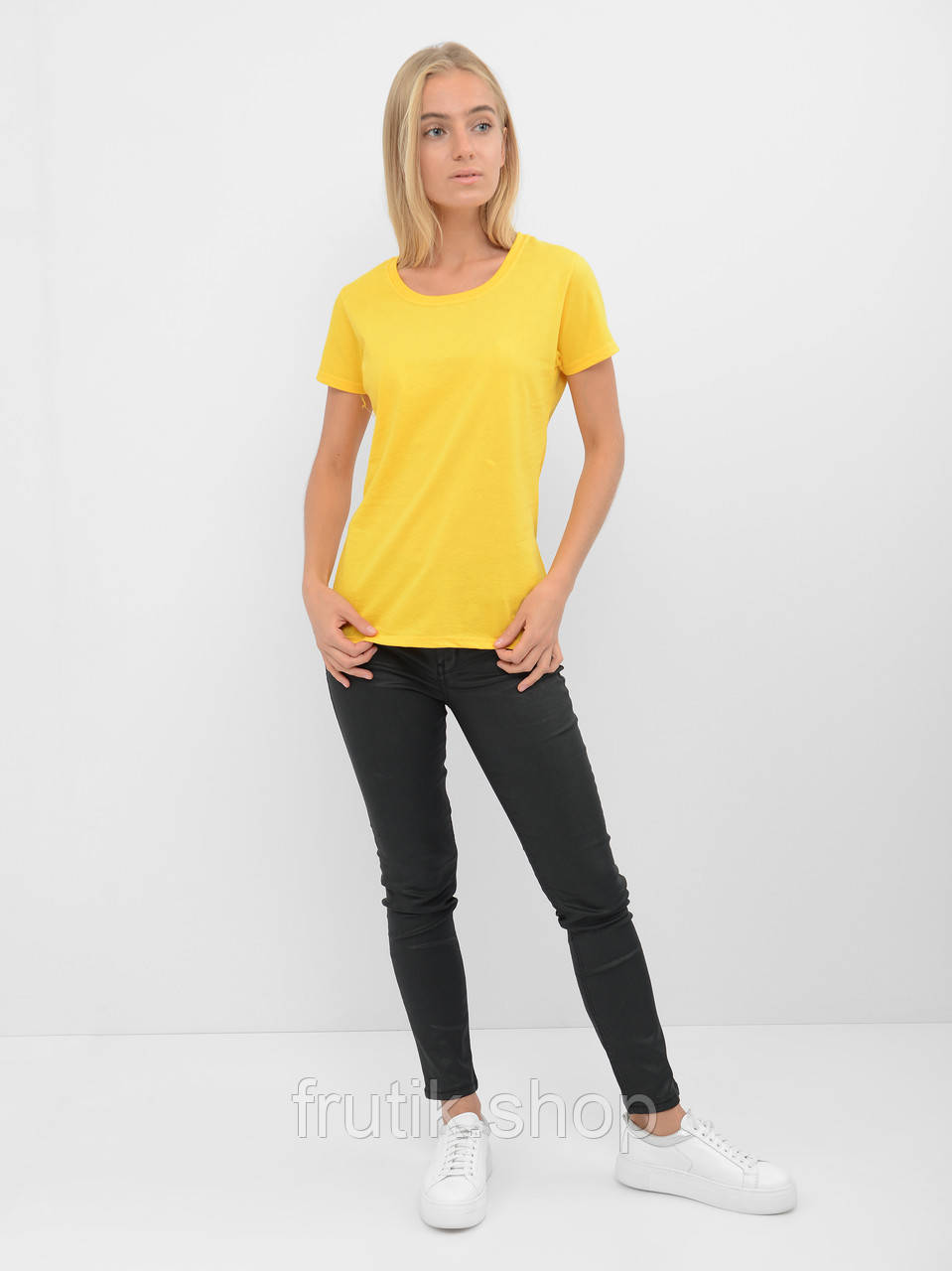 Жіноча футболка Fruit of the loom Valueweght Ladies 100% бавовна приталені однотонна Сонячно-жовтий, S