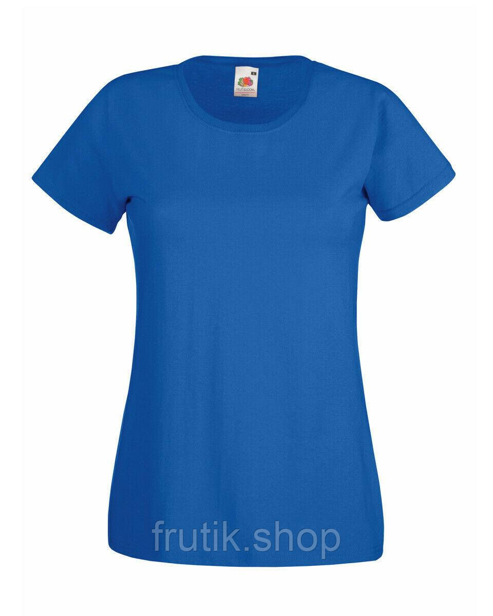 Жіноча футболка Fruit of the loom Valueweght Ladies 100% бавовна приталені однотонна Яскраво-синій, S