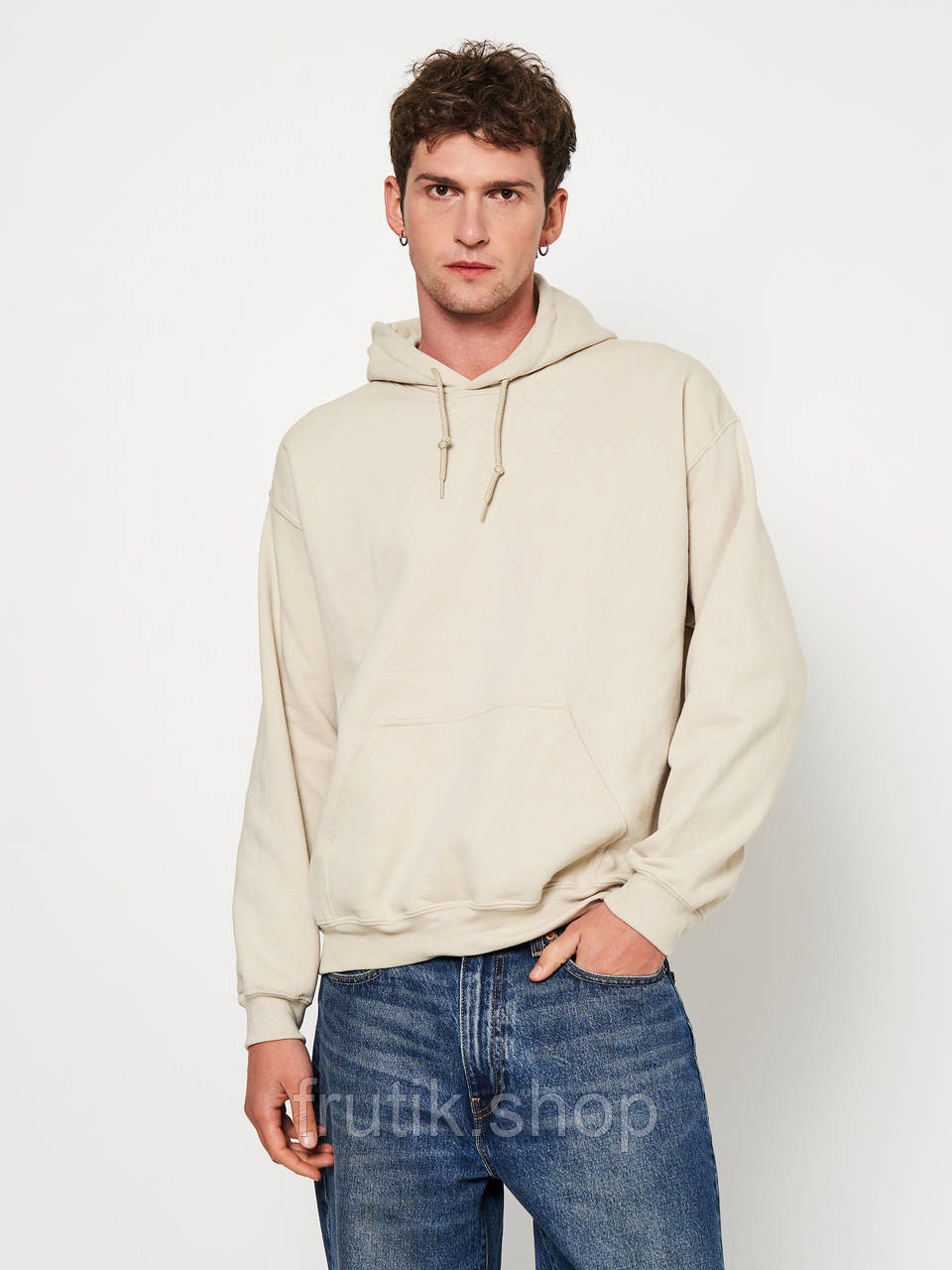 Чоловіча толстовка худі Gildan з начосом Heavy Blend Hoodie з капюшоном на тонкому флісі Пісочний, S