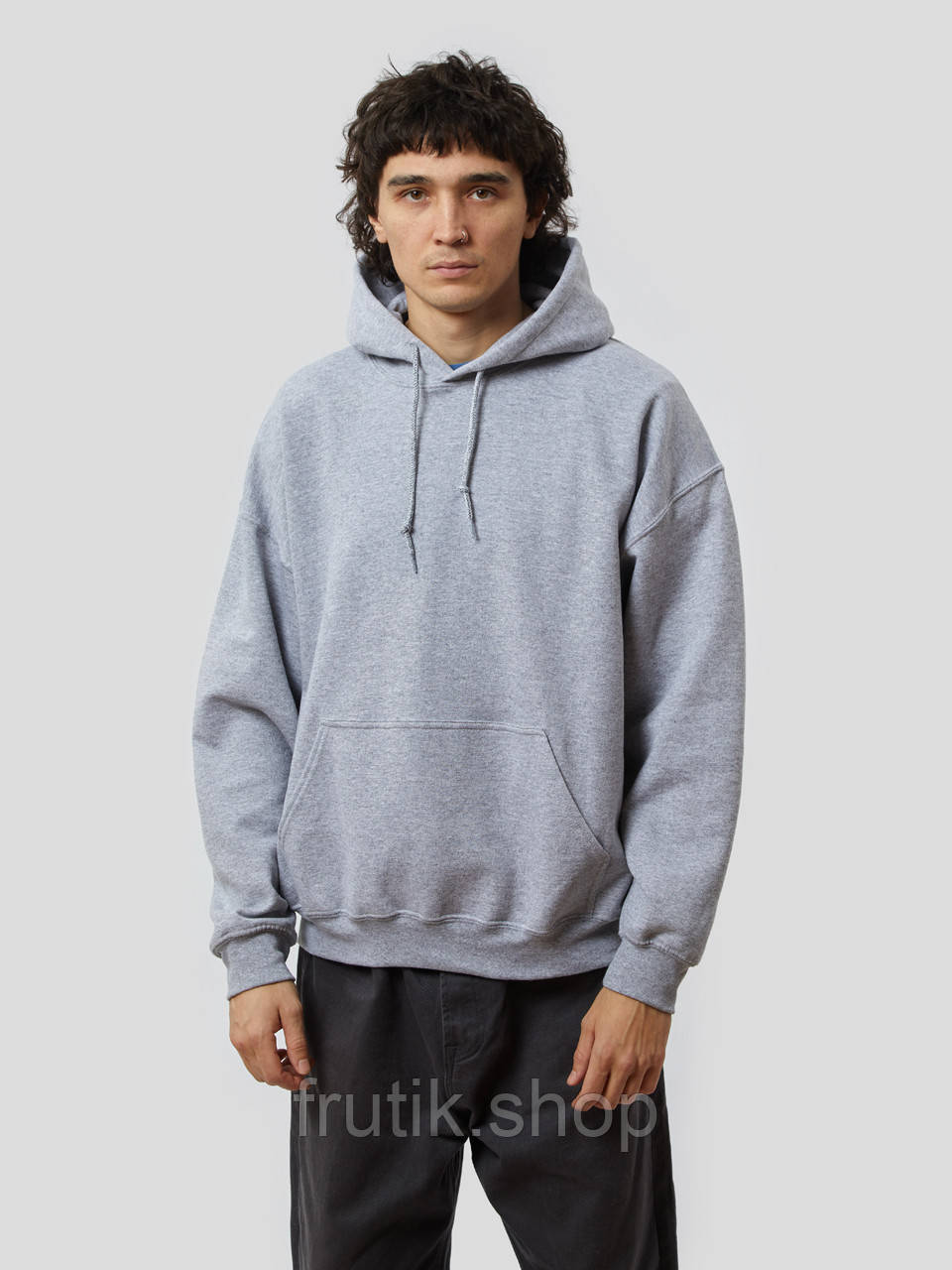 Толстовка чоловіча Gildan з начосом Heavy Blend Hoodie з капюшоном на тонкому флісі Світло сірий, S