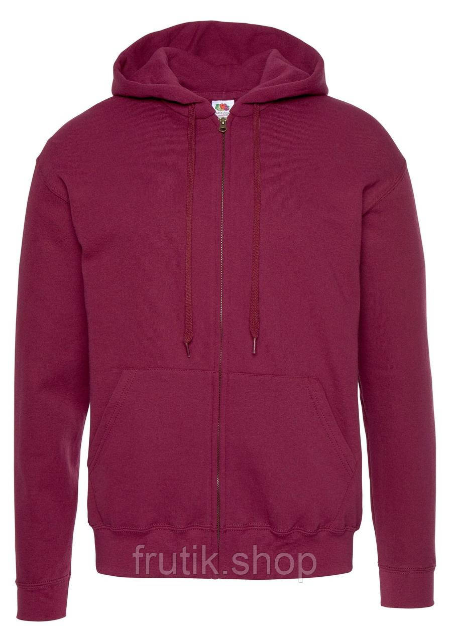 Чоловіча худі на замку з начосом CLASSIC HOODED JACKET з капюшоном на тонкому флісі ZIP HOODIE Бордовий, S