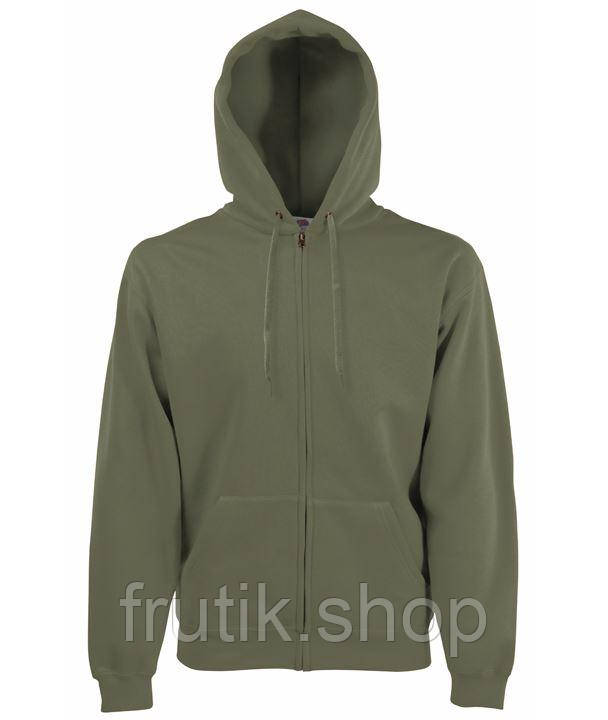 Чоловіча худі на замку з начосом CLASSIC HOODED JACKET з капюшоном на тонкому флісі ZIP HOODIE Оливковий, S