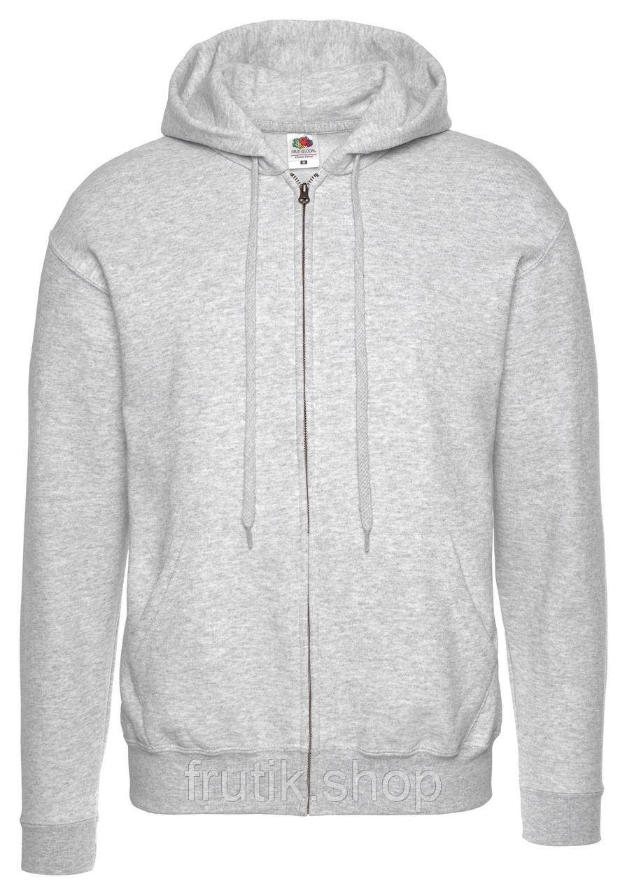 Чоловіча худі на замку з начосом CLASSIC HOODED JACKET з капюшоном на тонкому флісі ZIP HOODIE Світло сірий, S