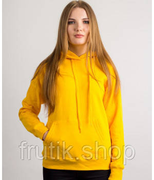 Жіноча приталена худі товстування LADY CLASIC HODIE з капюшоном на тонкому флісі Сонячно-жовтий, S