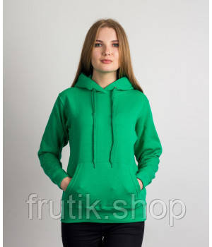 Жіноча приталена худі товстування LADY CLASIC HODIE з капюшоном на тонкому флісі Ярко-зелений, S