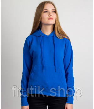 Жіноча приталена худі товстування LADY CLASIC HODIE з капюшоном на тонкому флісі Ярко-синій, S