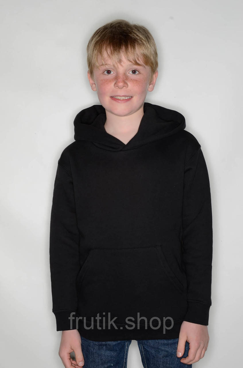 Дитяча ТУЛСТІВКА ХУДИ з капюшоном на тонкому флісі Kids Classic Hooded Sweat 6204 Чорний, 5-6