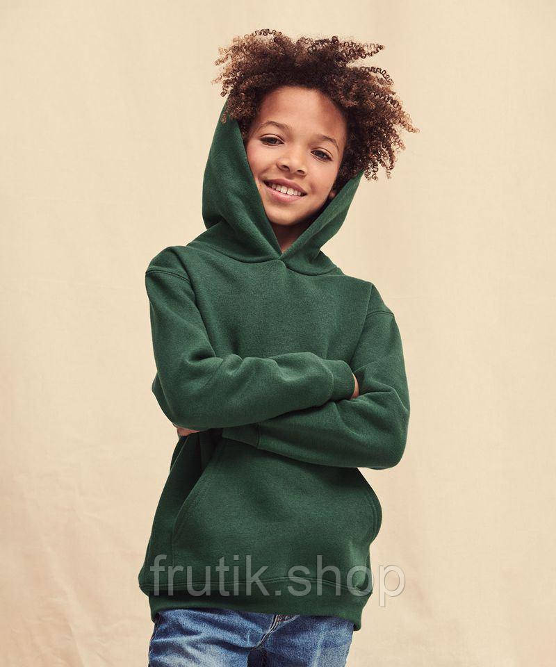 Дитяча ТОЛСТІВКА ХУДИ з капюшоном на тонкому флісі Kids Classic Hooded Sweat 62043 Темно-зелений, 5-6
