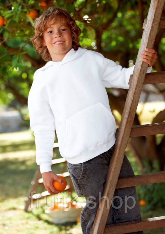 Дитяча ТОЛСТІВКА ХУДИ з капюшоном на тонкому флісі Kids Classic Hooded Sweat 62043 Білий, 5-6