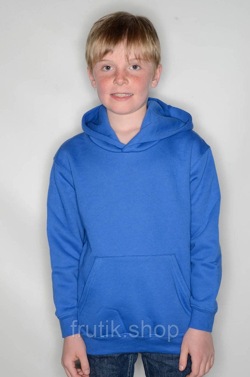 Дитяча ТОЛСТІВКА ХУДИ з капюшоном на тонкому флісі Kids Classic Hooded Sweat 62043 Яскраво-синій, 5-6