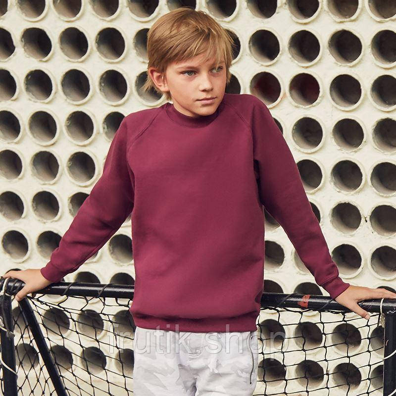 Дитячий Світшот на тонкому флісі Реглан Classic raglan sweat kids унісекс Бордовий, 3-4, 3-4