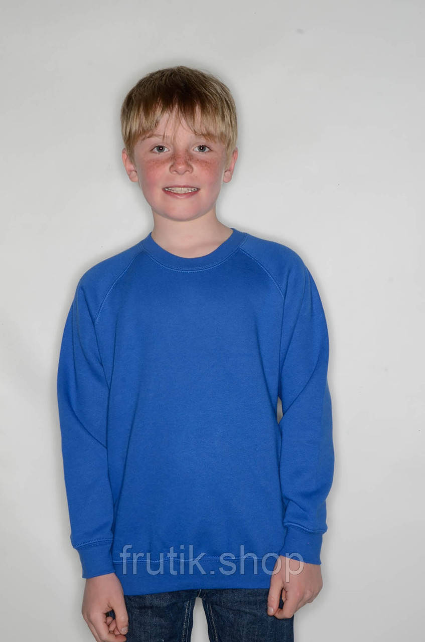 Дитячий Світшот на тонкому флісі Реглан Classic raglan sweat kids унісекс Яскраво-синій, 3-4, 3-4