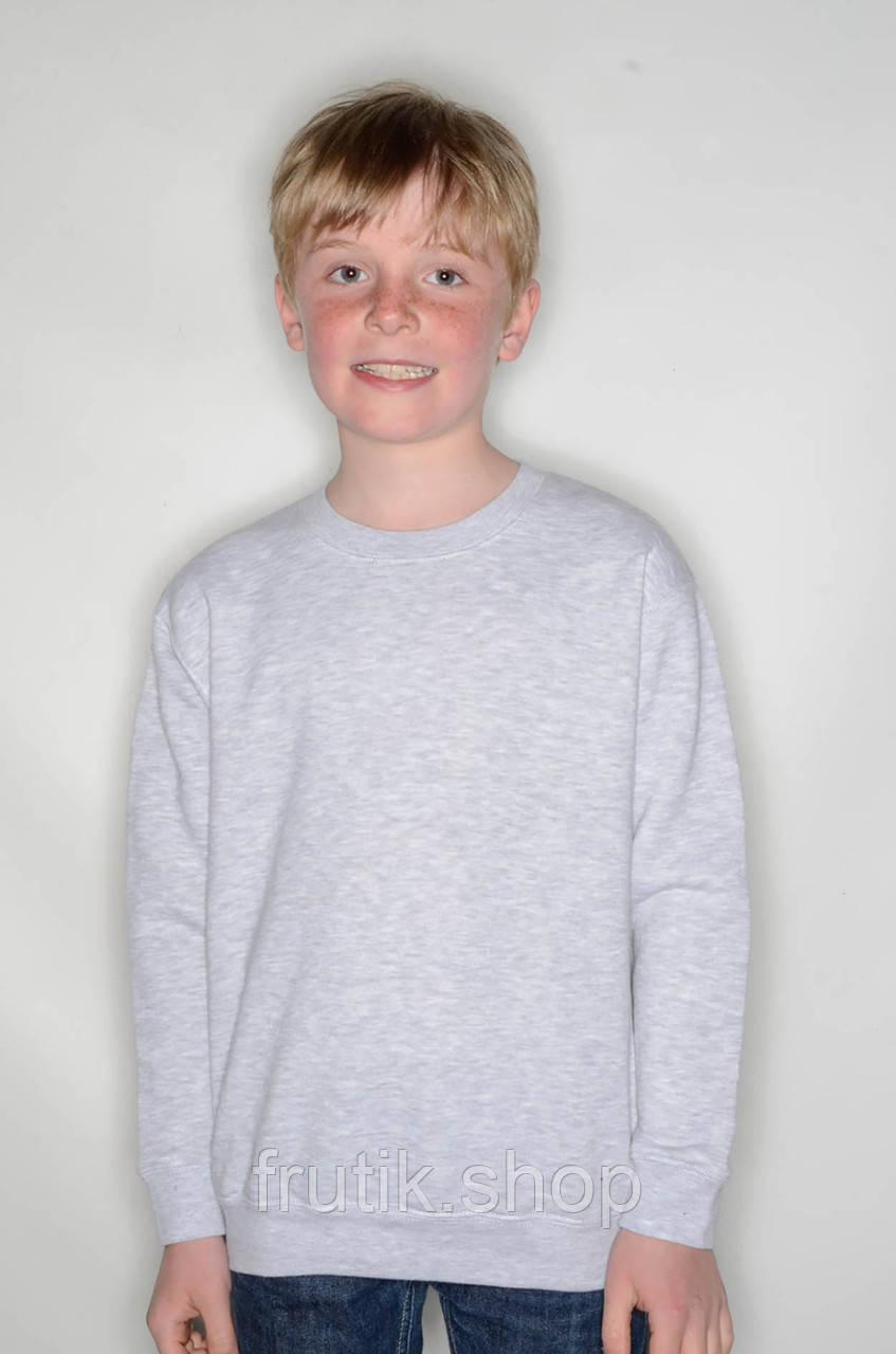Дитячий Світшот на тонкому флісі Реглан Classic raglan sweat kids унісекс Світло сірий, 3-4, 3-4