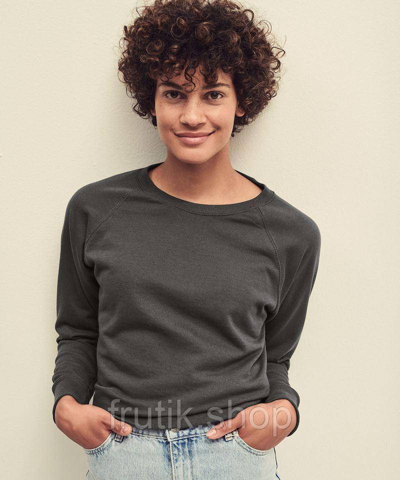 Жіночий світшот Fruit of the loom тонкий Lightweight Raglan Sweat lady-fit реглан светр Світлий графіт, S