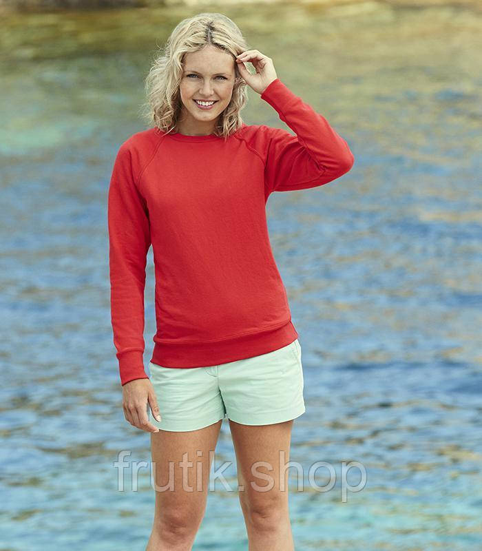 Жіночий світшот Fruit of the loom тонкий Lightweight Raglan Sweat lady-fit реглан светр Червоний, S