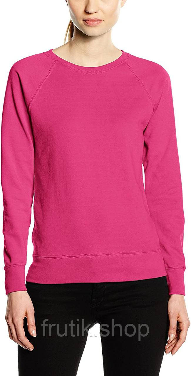 Жіночий світшот Fruit of the loom тонкий Lightweight Raglan Sweat lady-fit реглан светр Малиновий, S