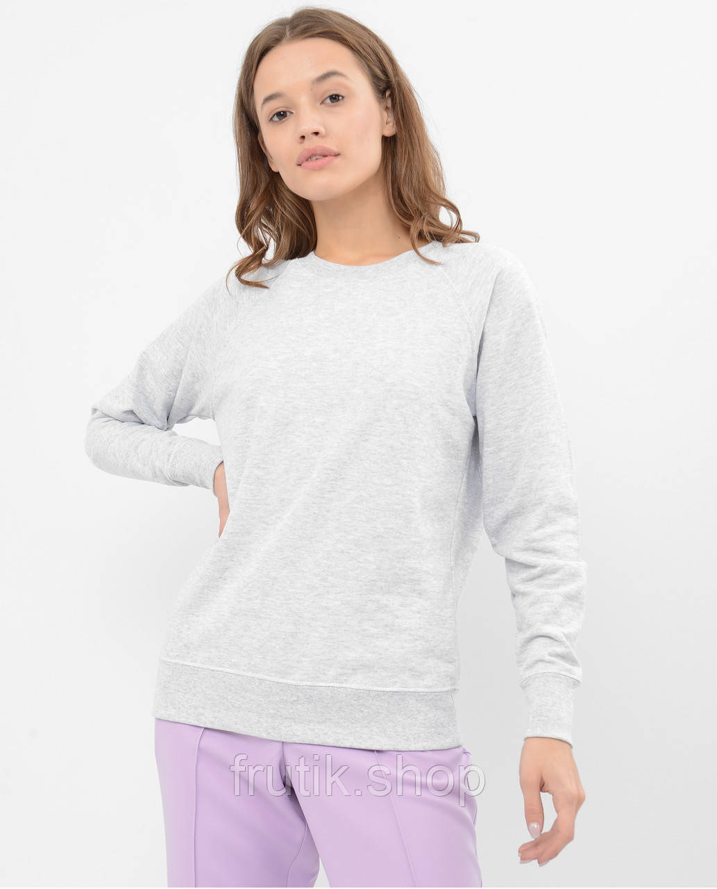 Жіночий світшот Fruit of the loom тонкий Lightweight Raglan Sweat lady-fit реглан светр Світло сірий, S