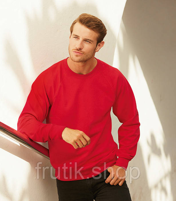 Чоловічий світшот Fruit of the loom тонкий Lightweight Raglan Sweat без флісу реглан светр Червоний, S