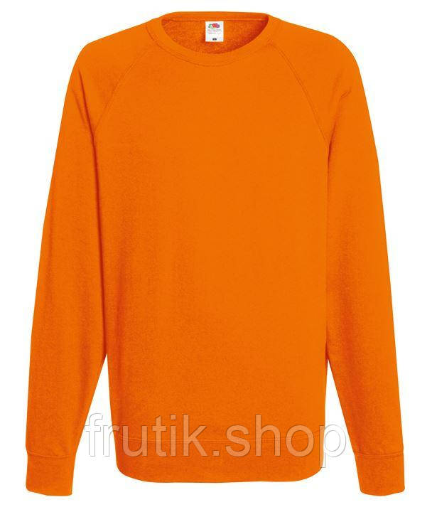 Чоловічий світшот Fruit of the loom тонкий Lightweight Raglan Sweat без флісу реглан светр Оранжевий, S