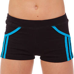 Шорти короткі дитячі для гімнастики та хореографії SP-Planeta 1542 зріст 152-158 см Black-Blue