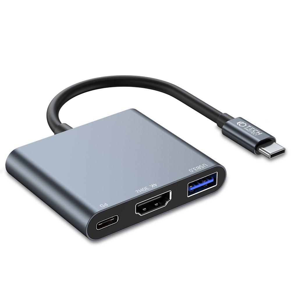 Хаб Tech-Protect V1-HUB Adapter 3in1 Grey (9490713935248)