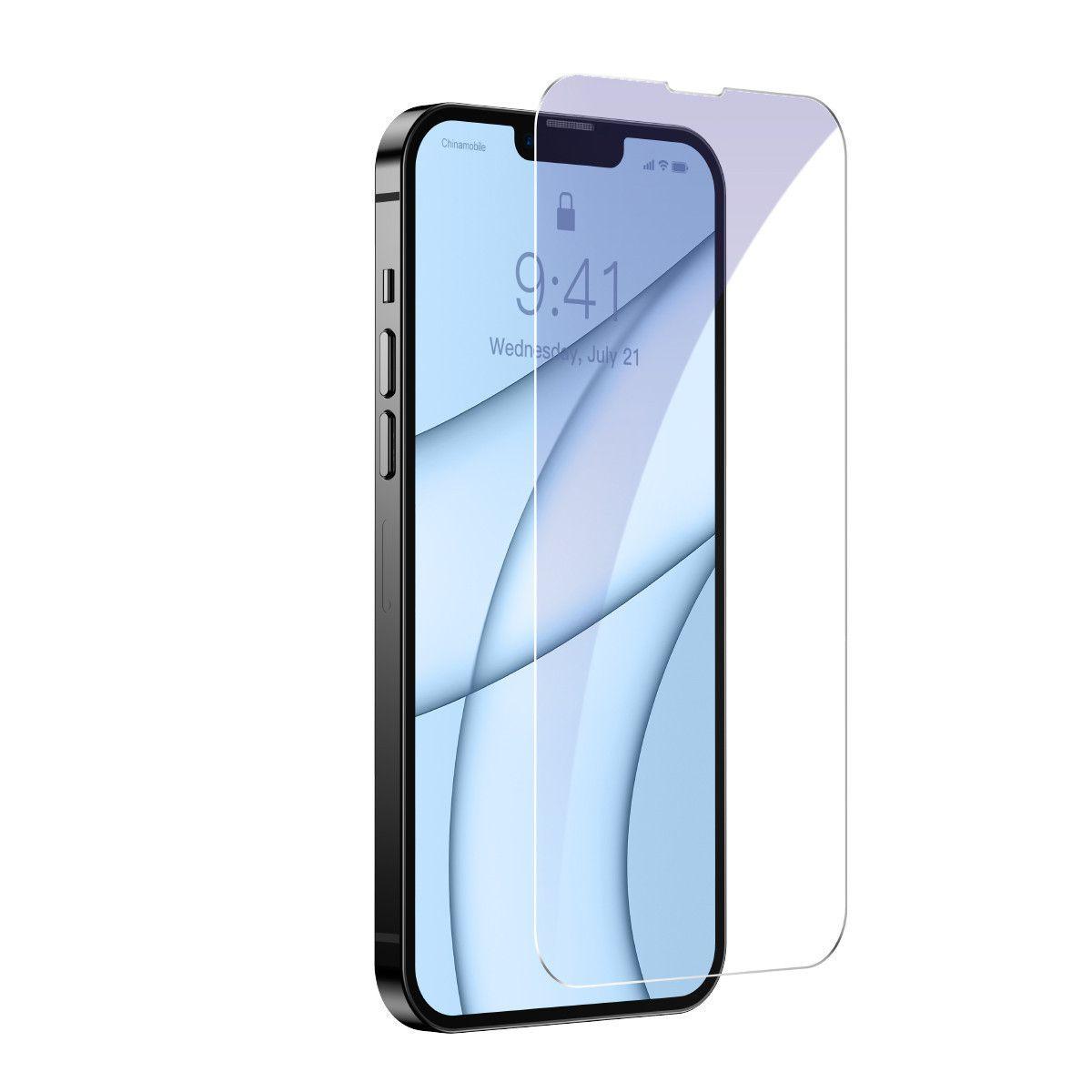 Захисне скло Baseus 0.3 mm FG Anti-blue Light (2шт.+уст.рамка) для iPhone 13 Mini Clear (SGBL020302)