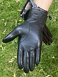 Жіночі шкіряні рукавички на підкладці (СЕНСОРНІ), фото 3