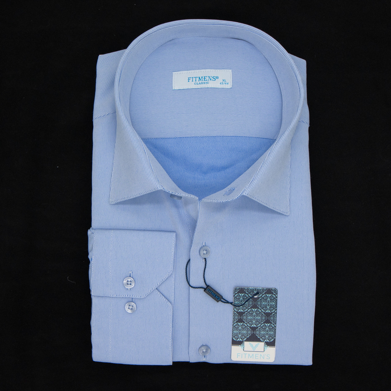 Сорочка чоловіча, прямого покрою, з довгим рукавом, FITMENS FS-003672 Saks Mavi 90% бавовна 10% поліестер