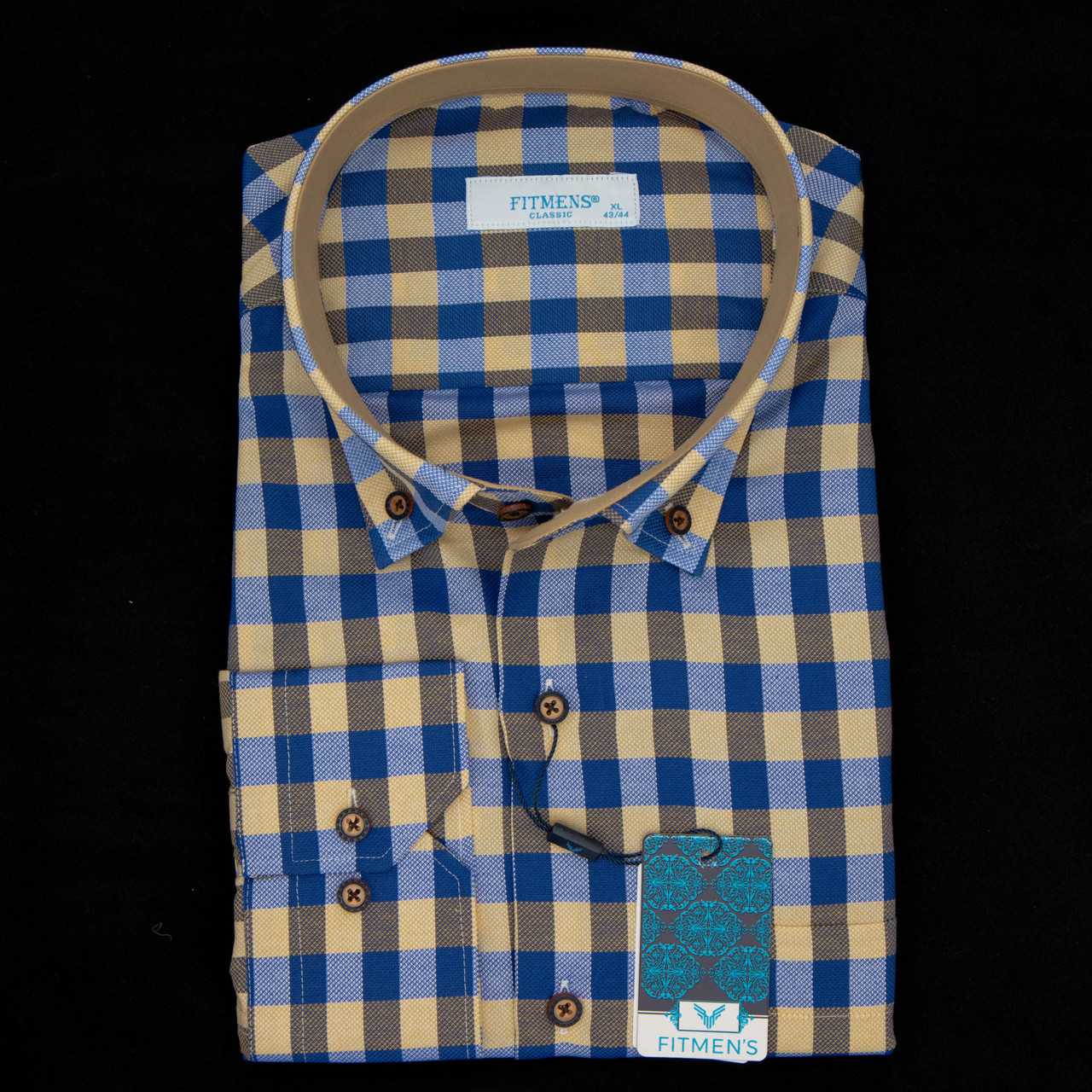 Сорочка чоловіча, прямого покрою, з довгим рукавом, FITMENS FS-002679 SARI 90% бавовна 10% поліестер M(Р)