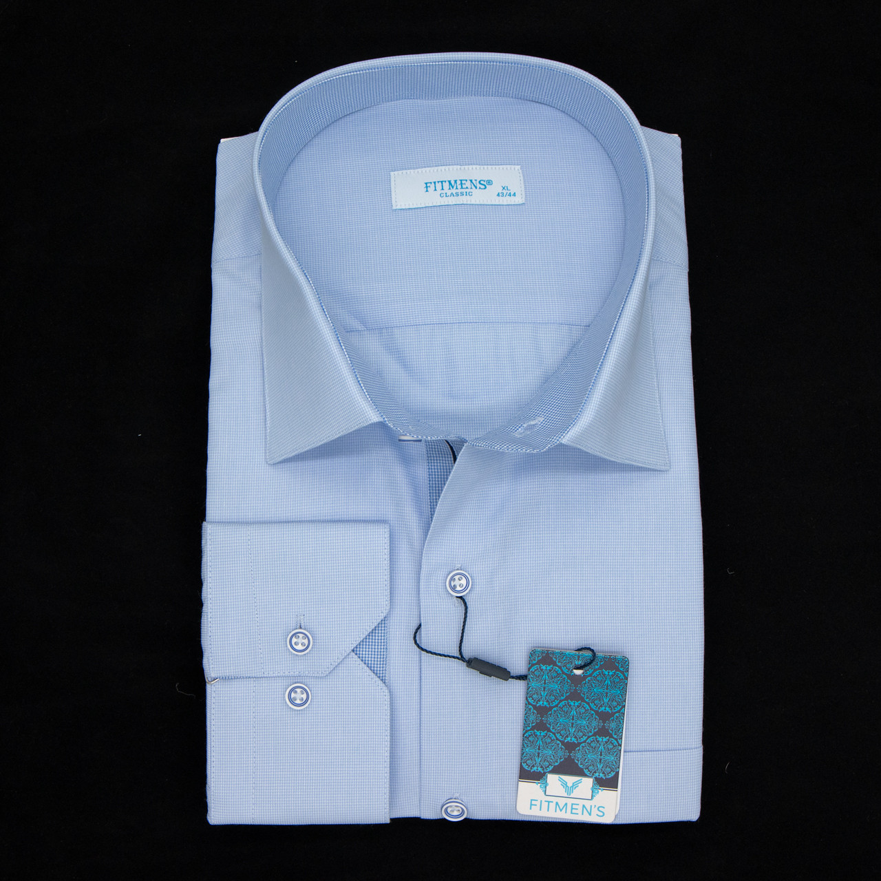 Сорочка чоловіча, прямого покрою, з довгим рукавом, FITMENS FS-001542 Acik Mavi 90% бавовна 10% поліестер L(Р)
