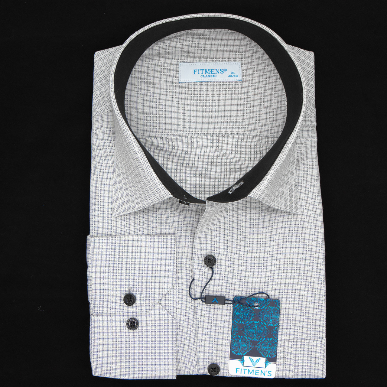 Сорочка чоловіча, прямого покрою, з довгим рукавом, FITMENS FS-003409 SIYAH-BEYAZ 90% бавовна 10% поліестер