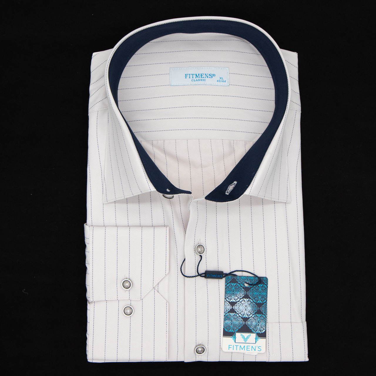 Сорочка чоловіча, прямого покрою, з довгим рукавом, FITMENS FS-002736 Krem 90% бавовна 10% поліестер M(Р)