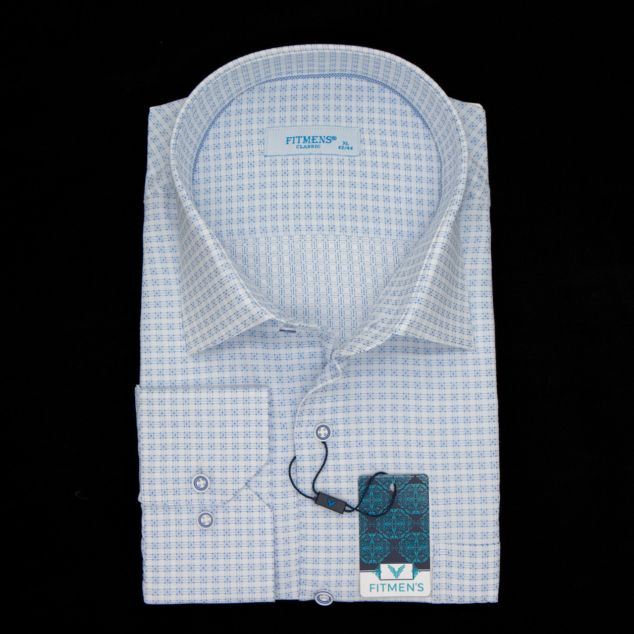 Сорочка чоловіча, прямого покрою, з довгим рукавом, FITMENS FS-003500 MAVI 90% бавовна 10% поліестер L(Р)