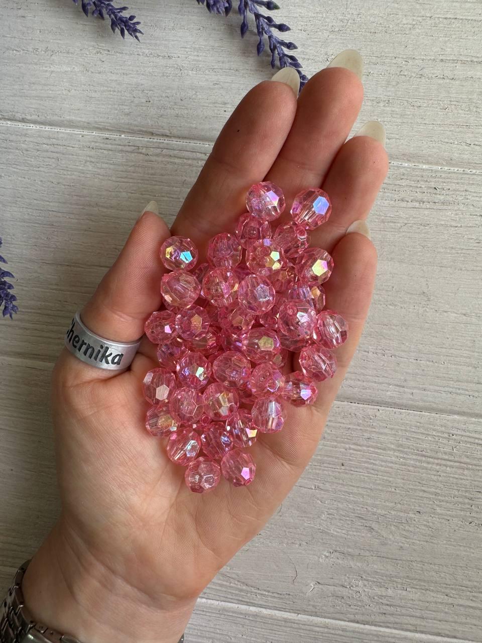 Намистини " Кришталеві Хамелеон круглі " рожеві 10 мм, 500 грам, фото 1