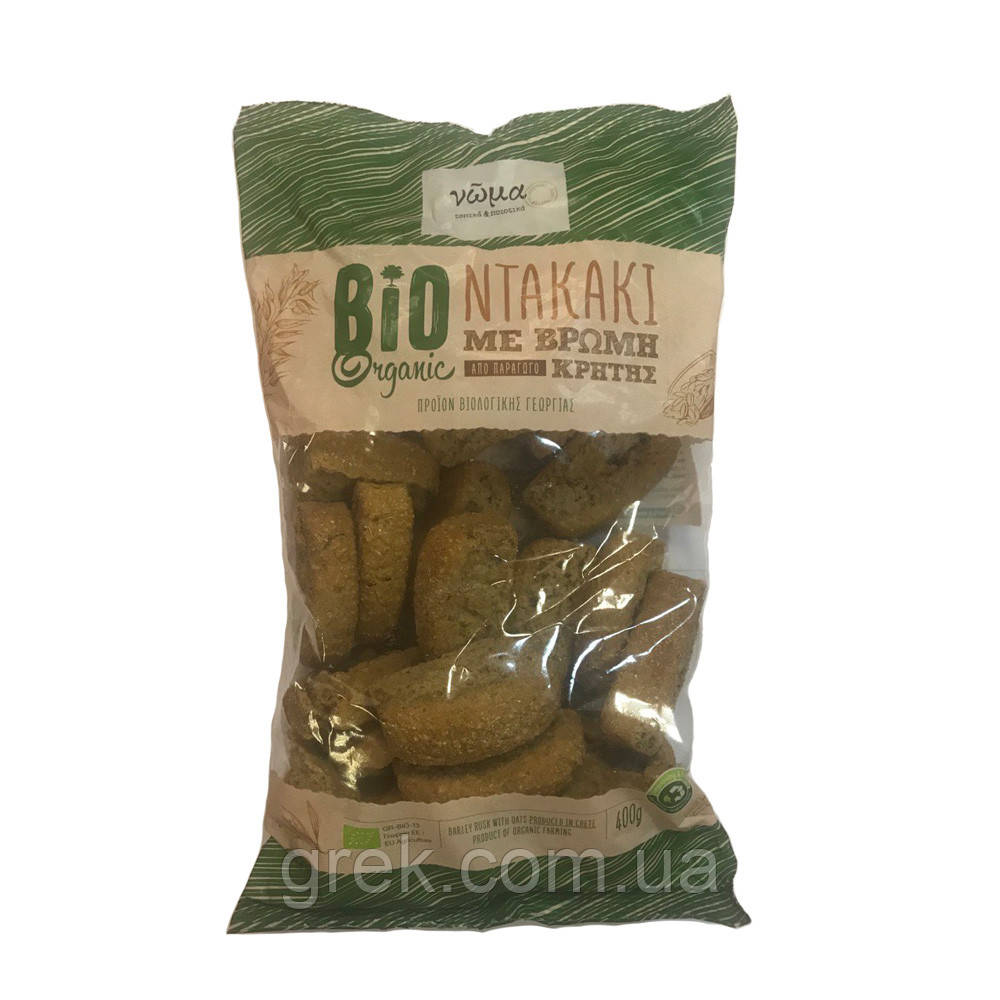 Сухарики критські ячмінні з вівсяним борошном Bio Organic NOMA 400 г, фото 1