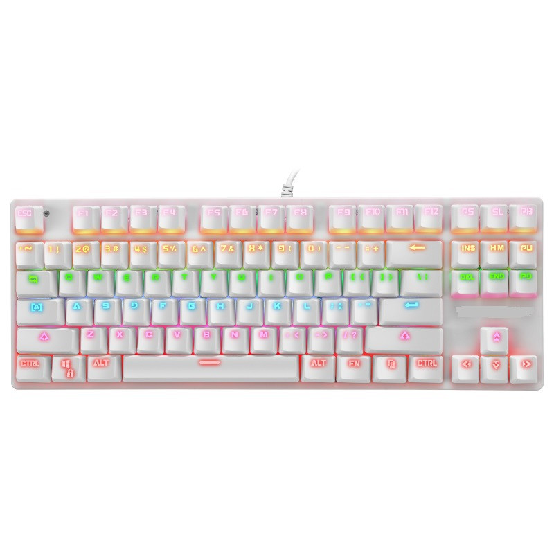 Клавіатура ігрова провідна USB TRY HJK919 blue switch TKL (87 keys) механіка з RGB LED біла