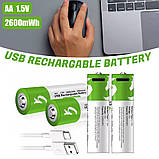 Акумуляторні батареї АА Smartoools 4 шт. 1733 mah 1.5V із зарядкою Type-C (Зелений), фото 6