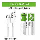 Акумуляторні батареї АА Smartoools 4 шт. 1733 mah 1.5V із зарядкою Type-C (Зелений), фото 7