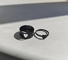 Парні кільця Серце чорні, розмір універсальний