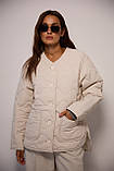 Куртка стьобана жіноча легка без коміра M/L беж, фото 2