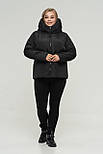 Куртка демісезонна великих розмірів чорна з капюшоном батал, фото 7