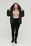 Куртка демісезонна великих розмірів чорна з капюшоном батал, фото 6