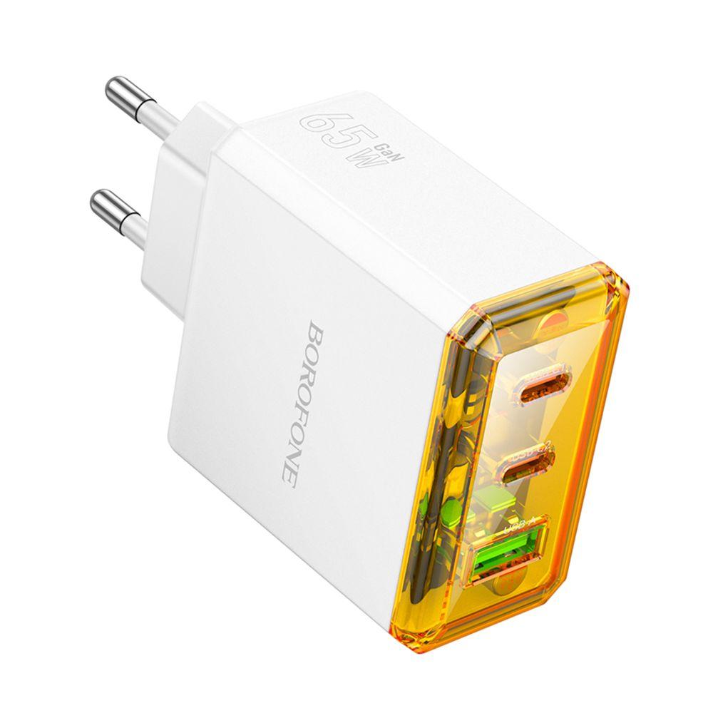 Мережевий Зарядний Пристрій Borofone BAS34A 2Type-C/1USB PD/QC 65W Колір Бiлий