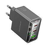 Мережевий Зарядний Пристрій Borofone BAS34A 2Type-C/1USB PD/QC 65W Колір Бiлий, фото 5