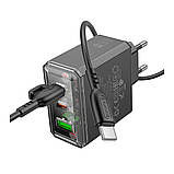Мережевий Зарядний Пристрій Borofone BAS34A 2Type-C/1USB PD/QC 65W Type-C to Type-C Колір Бiлий, фото 6