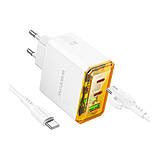 Мережевий Зарядний Пристрій Borofone BAS34A 2Type-C/1USB PD/QC 65W Type-C to Type-C Колір Чорний, фото 4