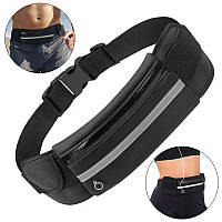 Поясна сумка для бігу на пояс для телефона спортивна SlimLine Bag чорна (GS-20124)